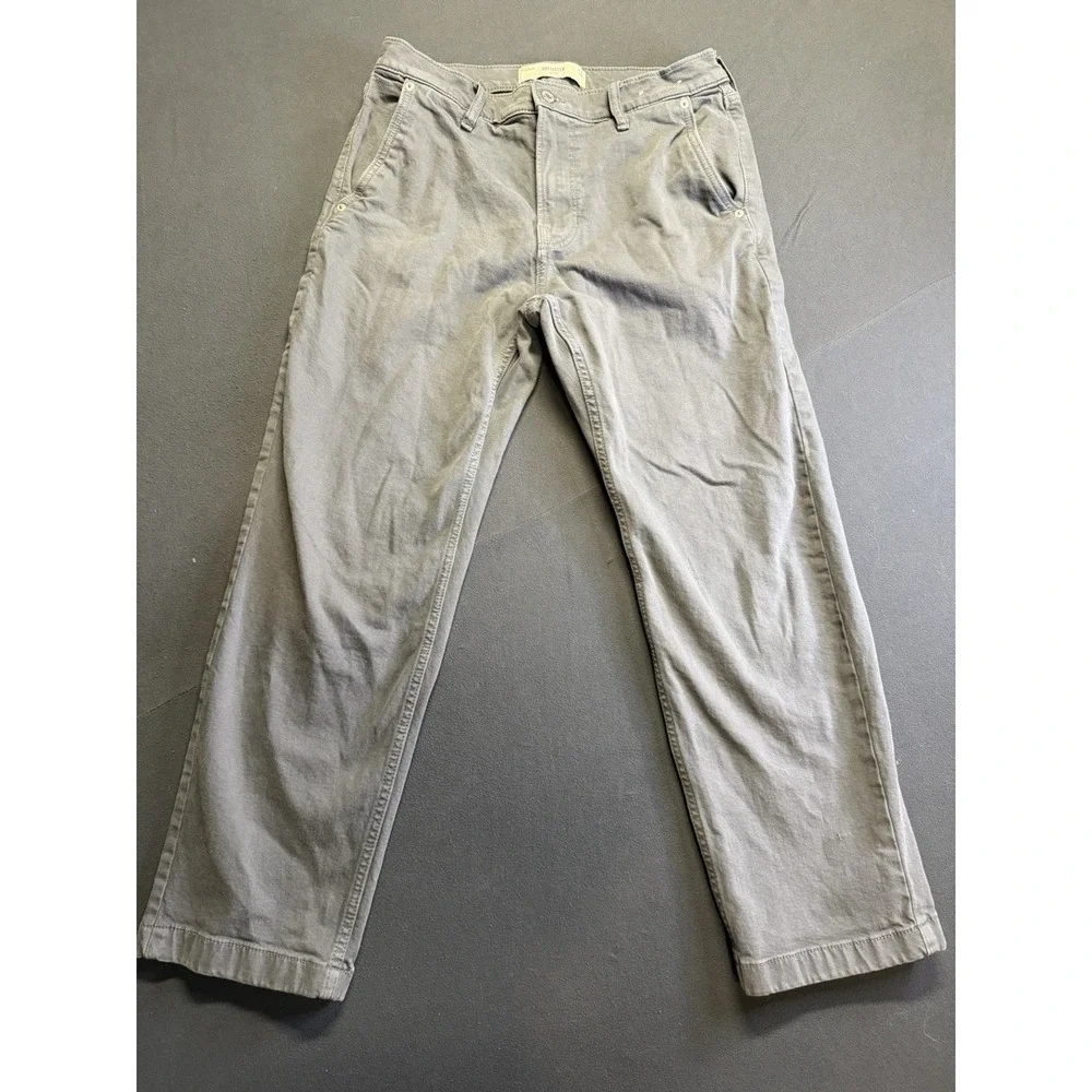 Hollister Straight Loose Pants Men's 31x30 (Measures 31x28) Light Gray Chino